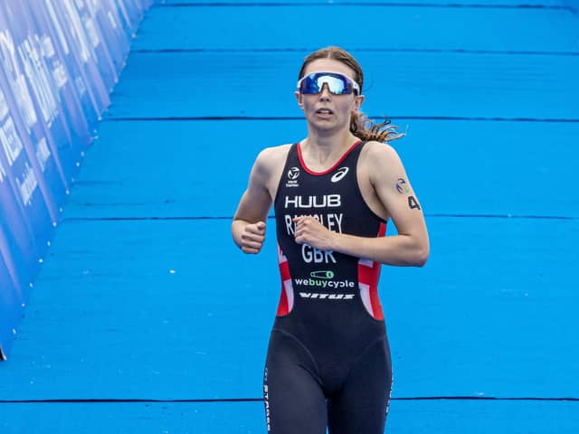 ON THE UP: Sian Rainsley competes during the ITU World Triathlon Championship Series last month in Yokohama Picture: Nobuo Yano/Getty Images