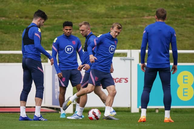 England's	James Ward-Prowse during a training session at St George's Park, Burton-upon-Trent. Picture: PA.