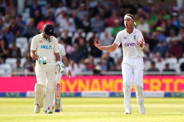 England's Stuart Broad (right) reacts after a failed catch attempt for New Zealand's Tom Blundell during day one at Trent Bridge Picture: Mike Egerton/PA