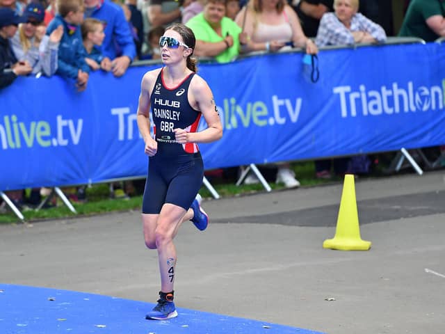 TEAMWORK: Great Britain’s Sian Rainsley, above, and her partner and international team-mate Tom Bishop, who live in Leeds, will be taking part in the World Championship Triathlon Series in the city this weekend. Picture: Andy Chubb.