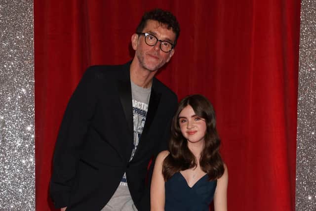 Mark Charnock and Amelia Flanagan arriving for the British Soap Awards 2022 at the Hackney Empire in London