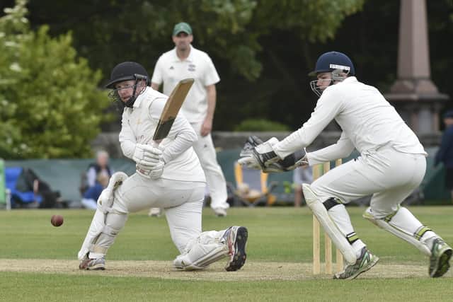 Rawdon's James Dobson top scored with 73 not out to seal victory against Aire-Wharfe Division One title rivals Otley. Picture: Steve Riding.
