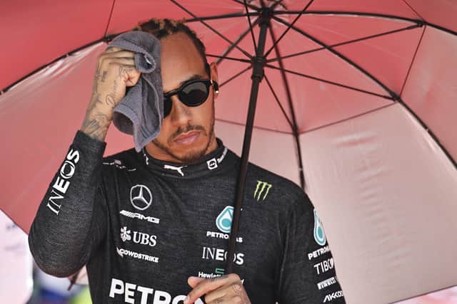 Mercedes driver Lewis Hamilton of Britain is a doubt for next week's Canadian Grand Prix (Hamad Mohammed, Pool Via AP)