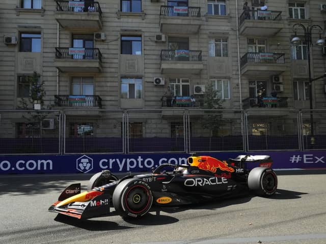 Red Bull driver Max Verstappen of the Netherlands steers his car during the Azerbaijan Formula One Grand Prix. (AP Photo/Sergei Grits)