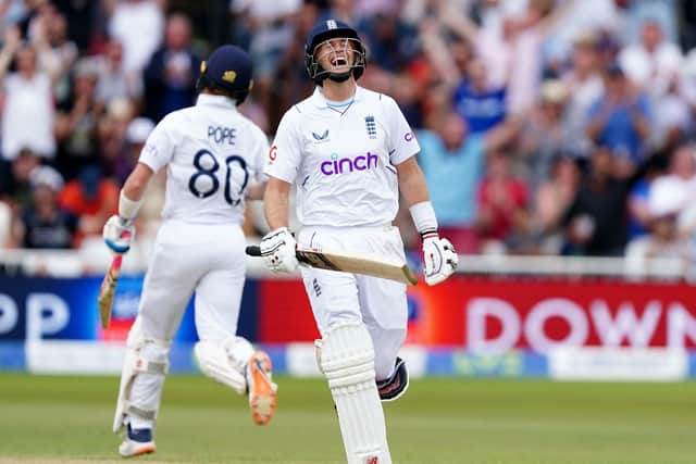 England's Joe Root celebrates reaching a century against New Zealand (Picture: PA)