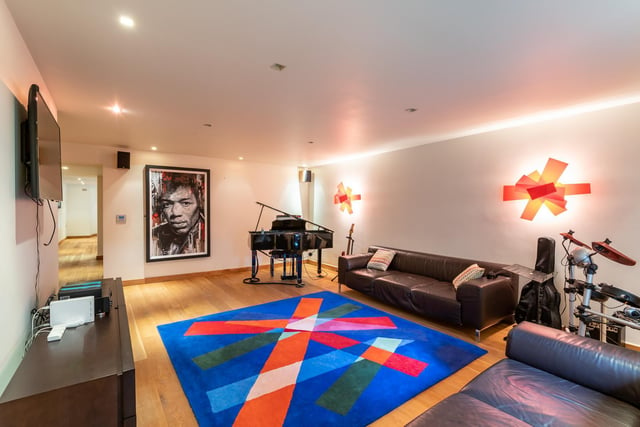 This room is dedicated to music with artwork featuring Jimi Hendrix centre stage