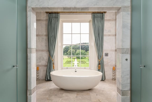 One of the beautiful bathrooms. This one has a relaxing, rural view.