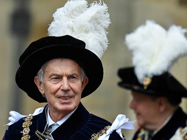 Former Prime Minister Sir Tony Blair during the annual Order of the Garter Service at St George's Chapel, Windsor Castle.