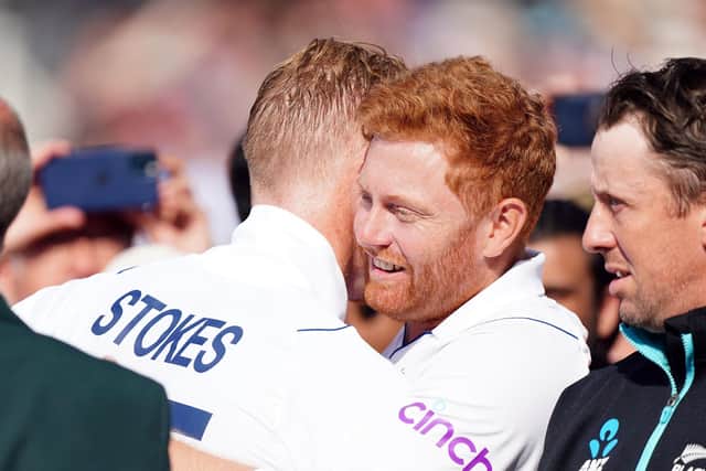 England's Ben Stokes (left) and Jonny Bairstow celebrates victory over New Zealand at Trent Bridge. Picture: Mike Egerton/PA