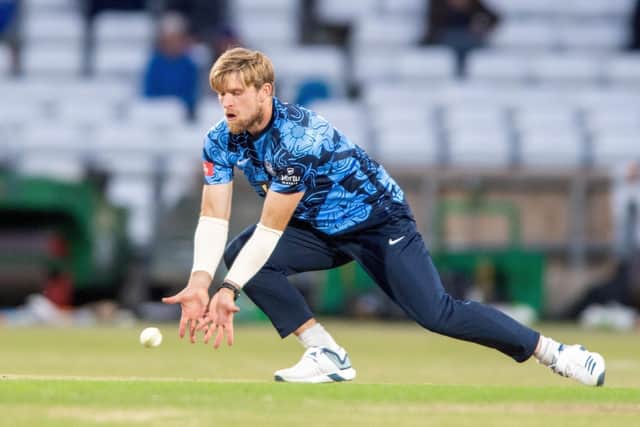 David Willey playing for Yorkshire Vikings v Leicestershire Foxes. (Picture: Bruce Rollinson)