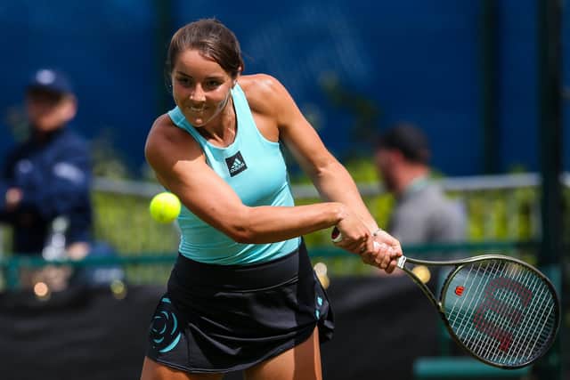 Advancing: Jodie Burrage continued her strong grass court season by reaching the second round at Ilkley. (Picture: Getty Images)