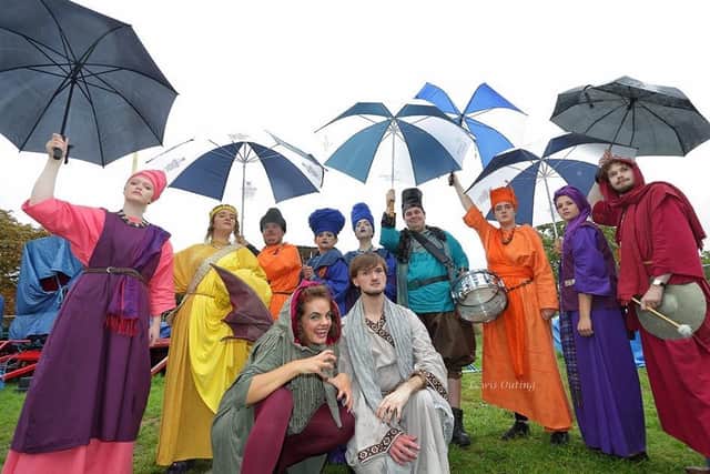 A past performance in the rain - York Mystery Plays