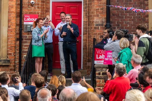 Keir Starmer addressing a rally of Labour activists in Wakefield on Saturday. Picture: James Hardisty
