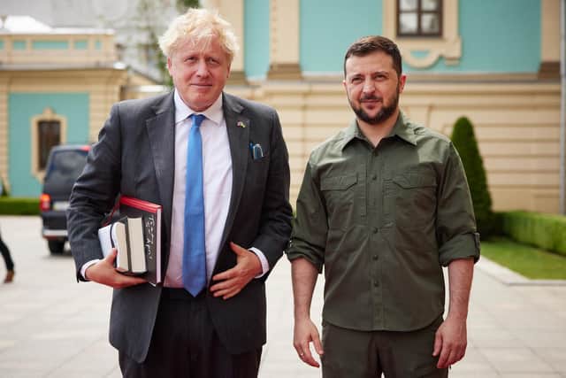 Volodymyr Zelensky (right) meeting Prime Minister Boris Johnson, who has made a surprise visit to Volodymyr Zelensky in Kyiv instead of his planned appearance at a Tory conference in Doncaster
