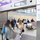 Passengers enter the Elizabeth Line platforms at Paddington Station, London, as the new line opened to passengers for the first time last month.