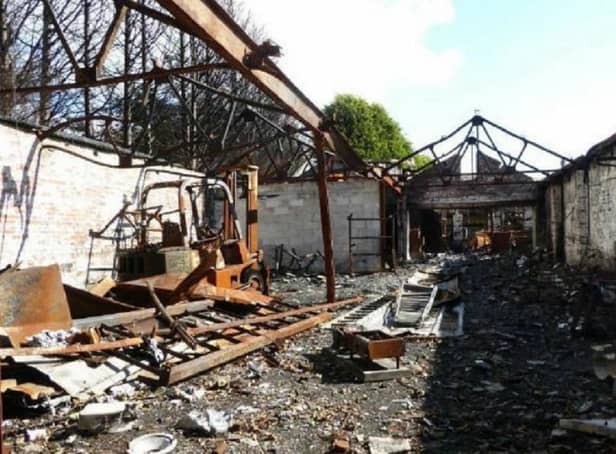 The workshop roof was destroyed by fire in 2019