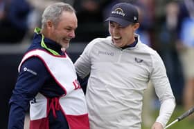 Made in Yorkshire - Matthew Fitzpatrick, of England, celebrates with his caddie Billy Foster after winning the U.S. Open golf tournament at The Country Club, Sunday, June 19, 2022, in Brookline, Mass. (AP Photo/Robert F. Bukaty)