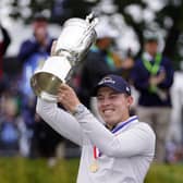 VOICE: Matt Fitzpatrick celebrates with the trophy after winning the US Open at The Country Club in Brookline on Sunday. Picture: AP/Julio Cortez