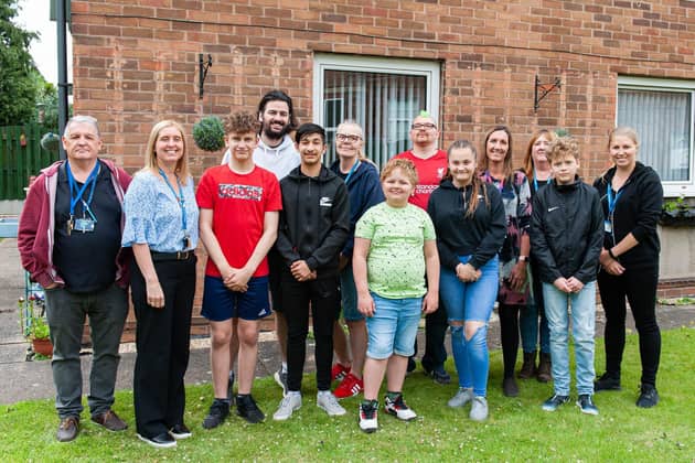 Staff and pupils from Dickson House, part of Doncaster Deaf Trust with first ever resident Robby Bradshaw (back row, red shirt). Photo: Doncaster Deaf Trust/Stephen Connor