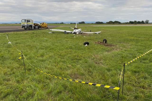The Grumman AA-5 aircraft crash landed in a field next to a runway at Teesside International Airport last September