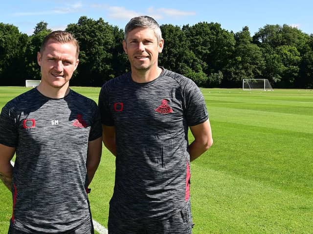 New Doncaster Rovers goalkeeping coach Ian Bennett (right) with manager Gary McSheffrey (left). Picture courtesy of Doncaster Rovers FC.