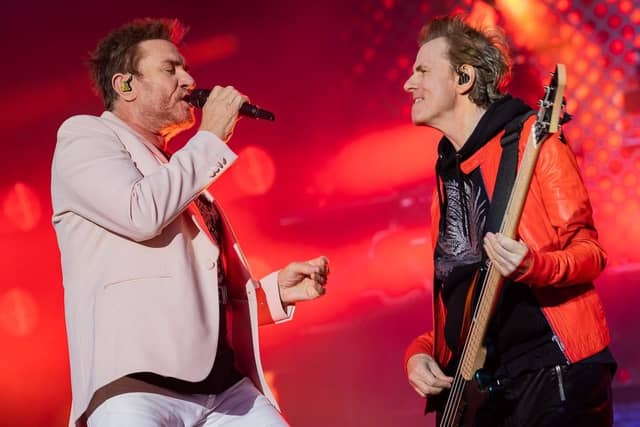 Simon Le Bon and John Talor of Duran Duran onstage at Castle Howard. Picture: Neil Chapman