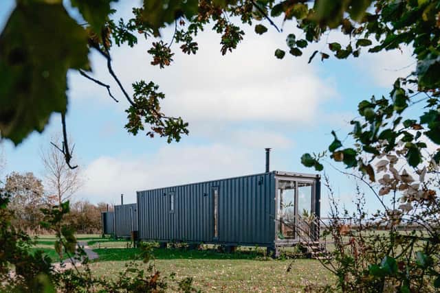 The converted shipping container is now a contemporary holiday let on the farm at High Marishes