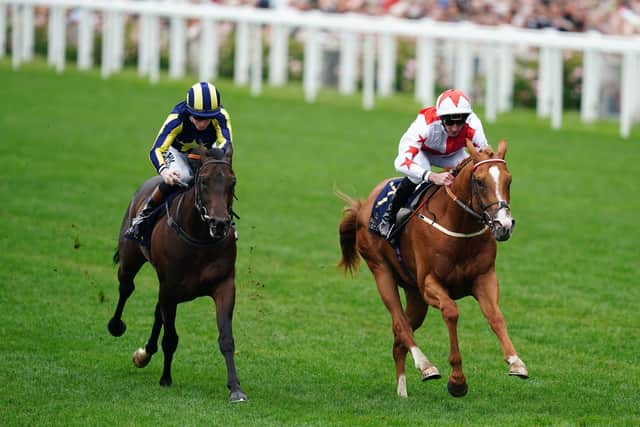 Too good: Holloway Boy ridden by jockey Daniel Tudhope (right) wins the Chesham Stakes. Picture: David Davies/PA Wire.