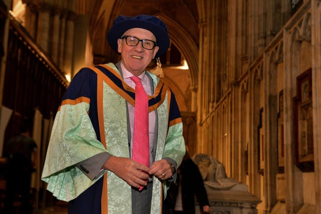 Harry Gration received an honorary degree from York St John University at York Minster in 2018
