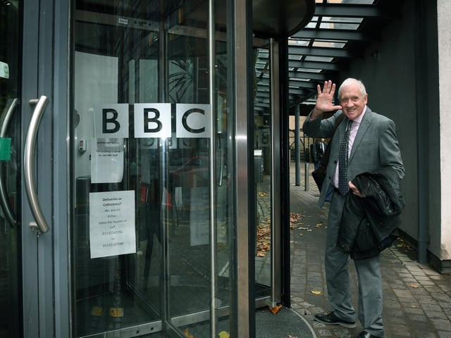 Harry Gration arrives for his last day at work in 2020