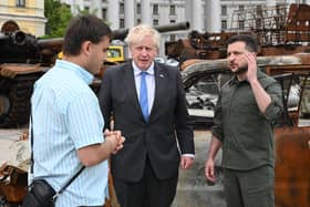 ‘In shambled our Mr Johnson...boosterish jingoism to counteract the weedy appeasers and a promise of a package that would train 10,000 troops every four months.’  Picture: Ukraine Government.