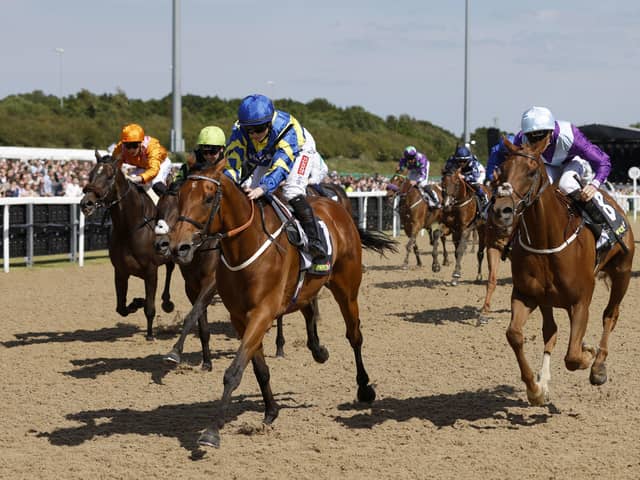 Brilliant run: Trueshan ridden by Hollie Doyle (left) wins JenningsBet Northumberland Plate Handicap. Picture: Richard Sellers/PA Wire.