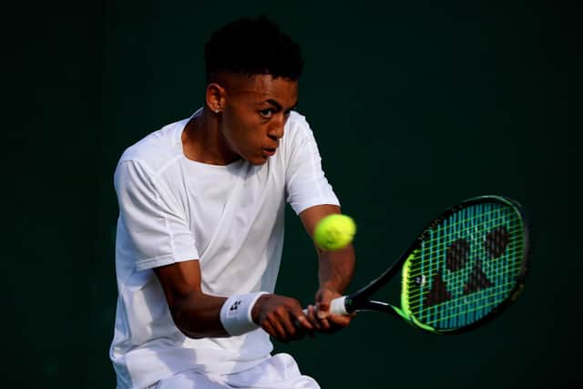 Paul Jubb in action against Joao Sousa on his Wimbledon debut in 2019. Picture: PA