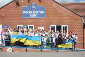 Ukrainian families and their hosts at Pocklington Rugby Club on Sunday.