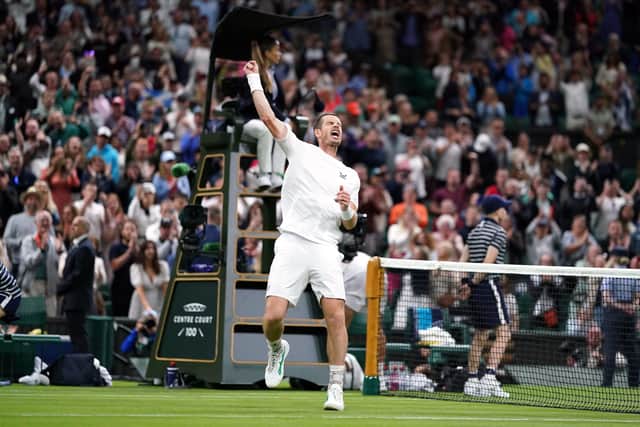 Andy Murray celebrates victory over James Duckworth. Picture: PA