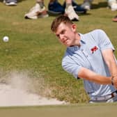 Barclay Brown playing for Team Great Britain and Ireland plays his shot from the bunker on the 17th hole during Day One of The Walker Cup at Seminole Golf Club on May 08, 2021 in Juno Beach, Florida. (Picture: Cliff Hawkins/Getty Images)