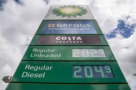 Petrol prices at Wetherby Services earlier this month