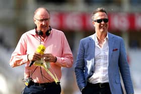 Cricket commentator Jonathan Agnew (left) and former England player Michael Vaughan during day five of the Second LV= Insurance Test Series match at Trent Bridge, Nottingham.