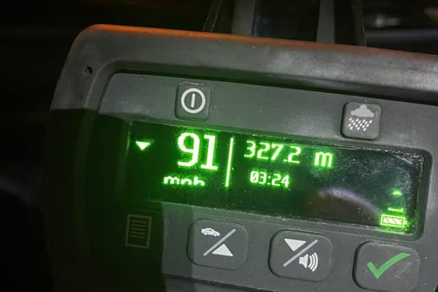 Police tweeted this image showing the speed of the driver