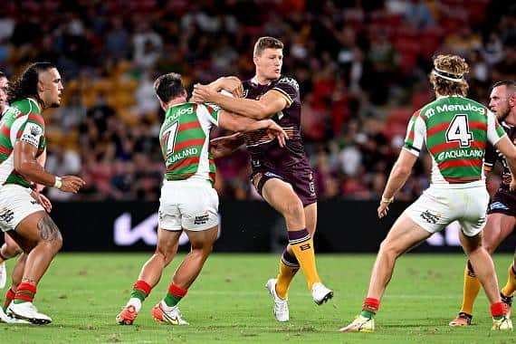 Rhys Kennedy takes the ball in against South Sydney Rabbitohs. (Picture: Getty Images)