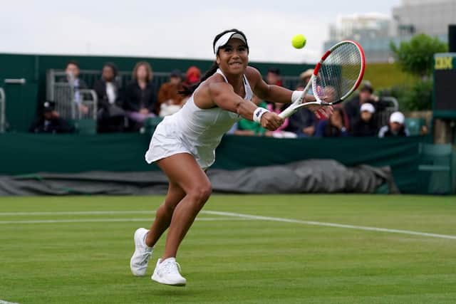 Heather Watson in action against Wang Qiang. Picture: PA