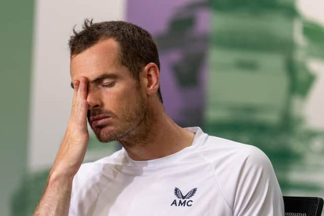Great Britain's Andy Murray during a press conference following his defeat to USA's John Isner in the second round of the Gentleman's Singles on Centre Court on day two of the 2022 Wimbledon Championships (Picture: PA)