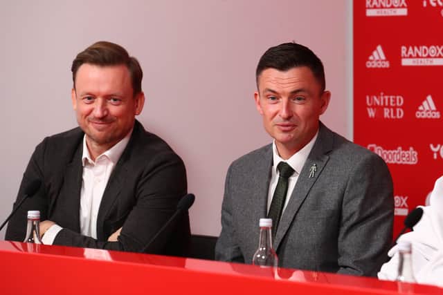 Helping hand: Sheffield United chief executive Stephen Bettis, left, with manager Paul Heckingbottom. Picture: Simon Bellis/Sportimage