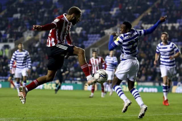 PREVIOUS OUTING: Jayden Bogle scores for Sheffield United at Reading in November