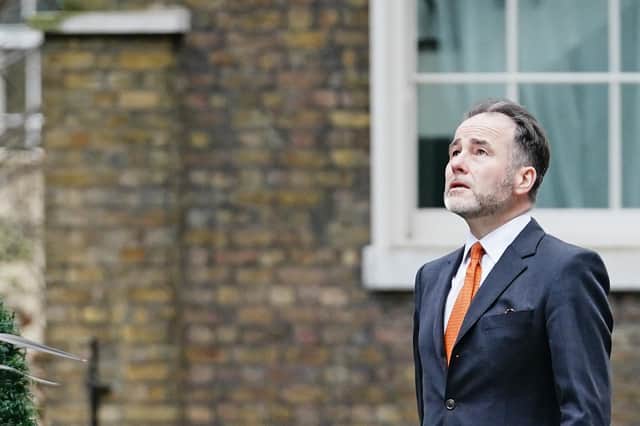 Chris Pincher pictured on Downing Street in February 2022