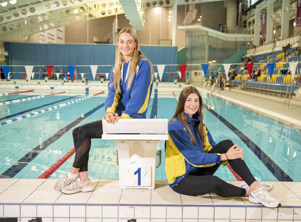 City of Leeds swimmers Leah Schlosshan and Lara Thomson at the Leeds Aquatic Centre. (Picture: Tony Johnson)