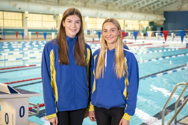 Leah Schlosshan, left, and Lara Thomson, right, at the John Charles Aquatics Centre in Leeds where they train 21 hours a week for moments like the European Junior Championships. (Picture: Tony Johnson)