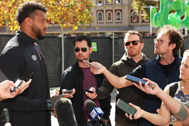 England captain Courtney Lawes speaks to the media during a media opportunity ahead of the Wallabies v England Test series, at Forrest Place. (Picture: Paul Kane/Getty Images)