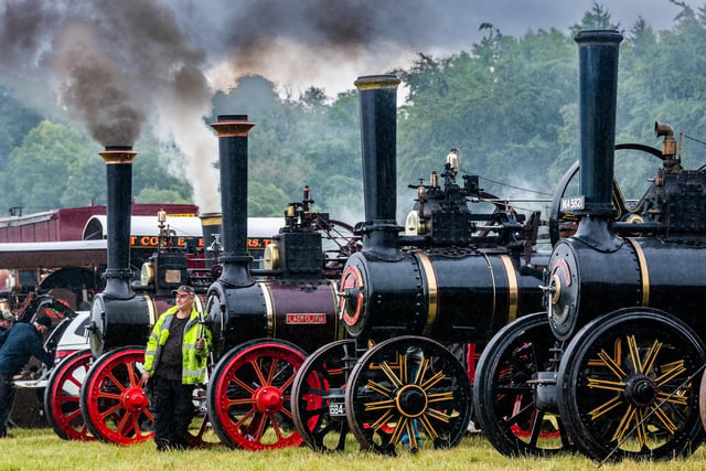 Mark Ellis, of Thirsk, infront of a 1904 Traction Engine.