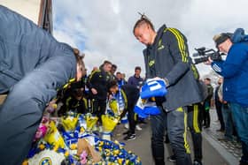 RESPECTS: Kalvin Phillips marks the deaths of Chris Loftus and Kevin Speight at Elland Road